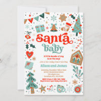 Père Noël Baby Baby shower de Noël Rouge et Bleu