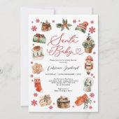 Invitation Père Noël Baby - Baby shower d'hiver de Noël moder (Devant)