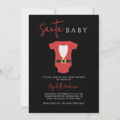 Invitation Père Noël Baby Baby shower Noël Noir moderne Rouge (Devant)