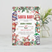 Invitation Père Noël Baby Christmas Baby shower (Debout devant)