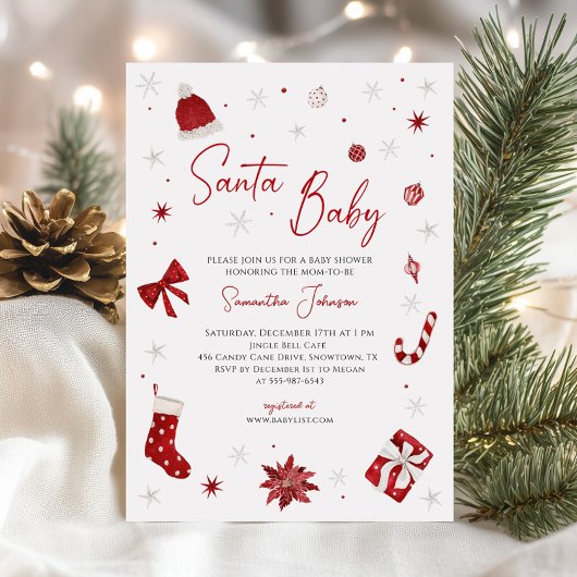 Invitation Père Noël Baby Christmas Baby shower