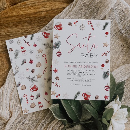 Invitation Père Noël Baby Christmas Baby shower