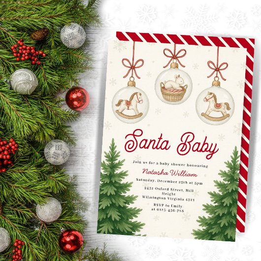 Invitation Père Noël Baby Christmas Baby shower