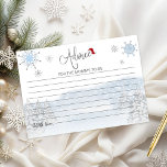 Invitation Père Noël Baby Christmas Baby shower Conseils Cart<br><div class="desc">Calligraphie adorable avec des flocons de neige,  invitation à la douche pour bébé sur le thème de l'hiver. Facile à personnaliser avec vos détails. Vérifiez la collection pour rechercher les éléments correspondants comme cartes de boîtier.</div>