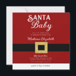 Invitation Père Noël Baby Christmas Santa Claus costume Baby<br><div class="desc">Hiver Père Noël bébé Noël Père Noël costume avec ceinture Baby shower invitation</div>