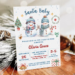 Invitation Père Noël Baby Christmas Snowman Baby shower Party<br><div class="desc">Père Noël Baby Christmas Snowman Baby shower Party Invitation</div>