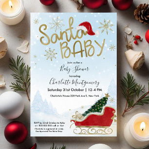 Invitation Père Noël Baby Christmas Winter Baby shower Invita