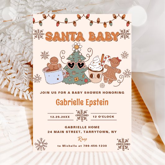 Invitation Père Noël Baby Cookies Noël Baby shower fête