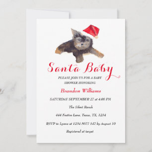 Invitation Père Noël Baby Décembre Baby shower rouge hiver