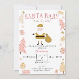 Invitation Père Noël Baby est en route, Baby shower de Noël