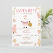 Invitation Père Noël Baby est en route, Baby shower de Noël (Debout devant)