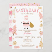 Invitation Père Noël Baby est en route, Baby shower de Noël (Devant / Derrière)