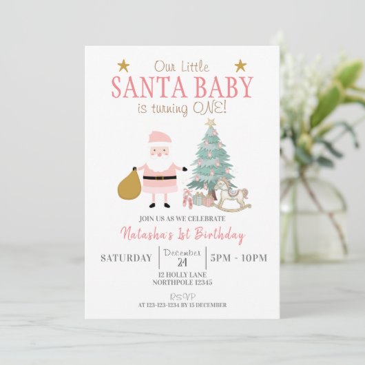 Invitation Père Noël Baby est en train de tourner un, Fille N (Debout devant)