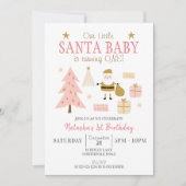 Invitation Père Noël Baby fait un tour, Fille fête d'annivers (Devant)