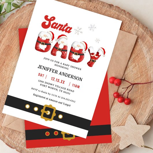 Invitation Père Noël Baby Holiday Baby shower