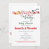 Invitation Père Noël Baby Script Baby shower de Noël d'hiver (Devant / Derrière)