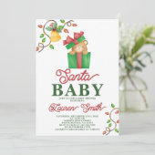 Invitation père Noël Baby shower (Debout devant)