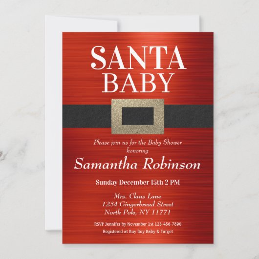 Invitation Père Noël Baby shower bébé Noël Neutre genre (Devant)