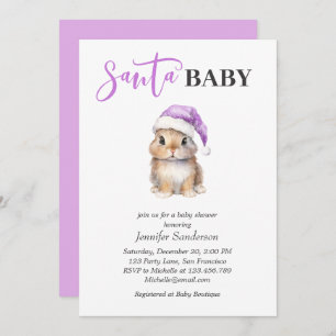 Invitation Père Noël Baby shower de Noël pourpre