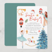 Invitation Père Noël Baby shower Mocte Aquarelle Noël (Devant / Derrière)