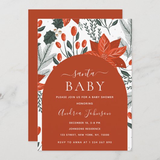 Invitation Père Noël Baby Winter Theme Baby shower de Noël (Devant / Derrière)