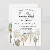 Invitation Père Noël Barbara Palm Trees Beach Aquarelle (Devant / Derrière)
