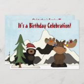 Invitation Père Noël Bear et Holiday Moose Mountain Anniversa (Devant / Derrière)