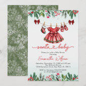 Invitation père Noël bébé Noël baby shower fille (Devant / Derrière)