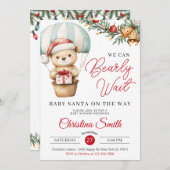Invitation Père Noël Bébé on peut attendre Baby shower (Devant / Derrière)