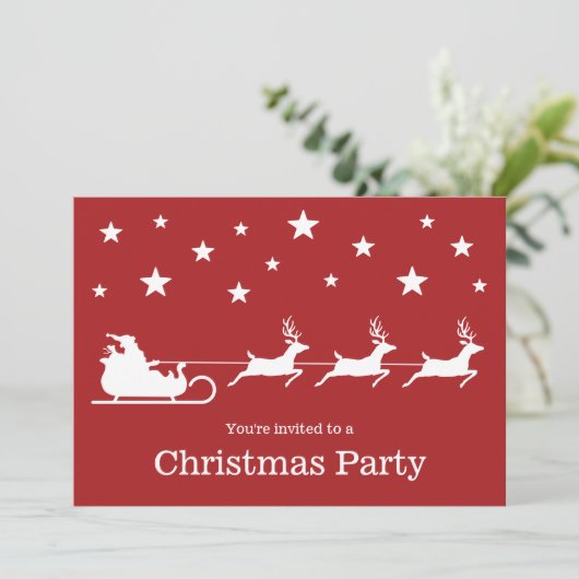 Invitation Père Noël Blanche Dort Sur Rouge - Fête de Noël (Debout devant)