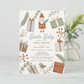 Invitation Père Noël Boîtes Cadeaux de Vacances Baby shower G (Debout devant)