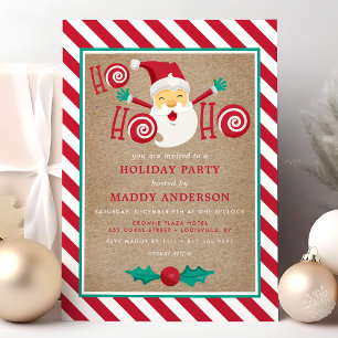 Invitation Père Noël Bonbon Menthe Party de Noël