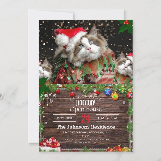 Invitation Père Noël Cat (Devant)