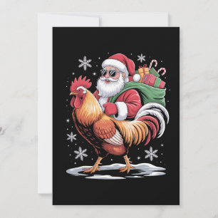 Invitation Père Noël chevauchant un coq Noël ferme poulet Noë