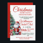 Invitation Père Noël Christmas Secret Père Noël Exchange Part<br><div class="desc">Un élégant sapin de Noël,  le Père Noël et la conception de cadeaux pour une célébration secrète de Noël Père Noël Exchange. Doté d'une aquarelle Xmas Père Noël,  arbre décoré avec des cadeaux et texte rouge et vert. Tout le texte peut être modifié au besoin.</div>