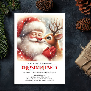 Invitation Père Noël classique Rudolph Noël Joyeuse Fête