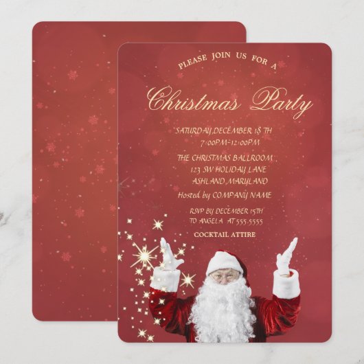Invitation Père Noël Cool Rouge Noël (Devant / Derrière)