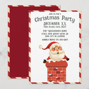 Invitation Père Noël dans une Cheminée Noël Coloré