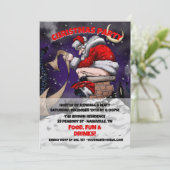 Invitation Père Noël de dessin animé assis sur la cheminée (Debout devant)