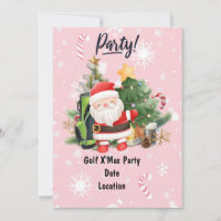 Père Noël de golf golfeur sur fond rose