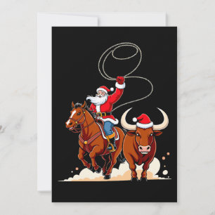 Invitation Père Noël de Noël Cowboy Lasso Taureau Cavalier Ro
