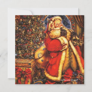 Invitation Père Noël de Noël vintage cadeau de vacances heure