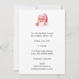 Invitation Père Noël de style Letterpress rétro avec tuyau