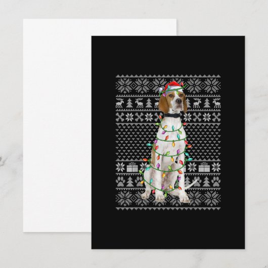 Invitation Père Noël de style pull de Noël moche Chien Pointe (Devant / Derrière)