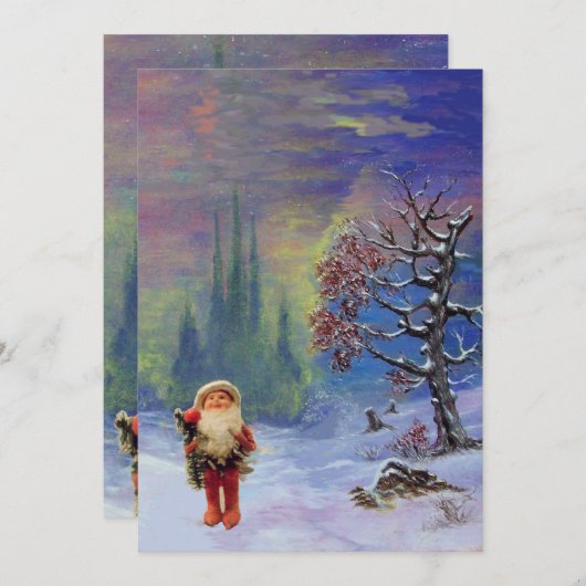 INVITATION PÈRE NOËL DES GNOMES, VACANCES D'HIVER NOËL PARTI (Devant / Derrière)