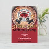 Invitation Père Noël descendant la cheminée fête de Secret Sa (Debout devant)