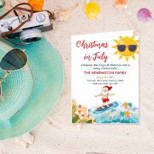 Invitation Père Noël d'été Plage tropicale Noël en juillet