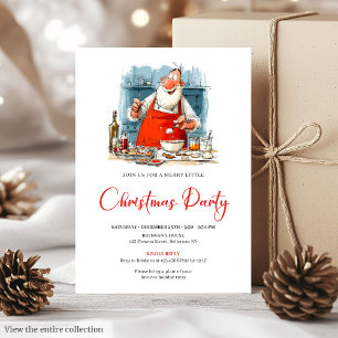 Invitation Père Noël drôle aquarelle festive vacances