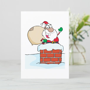 Invitation Père Noël drôle dans la cheminée