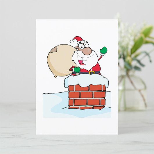 Invitation Père Noël drôle dans la cheminée